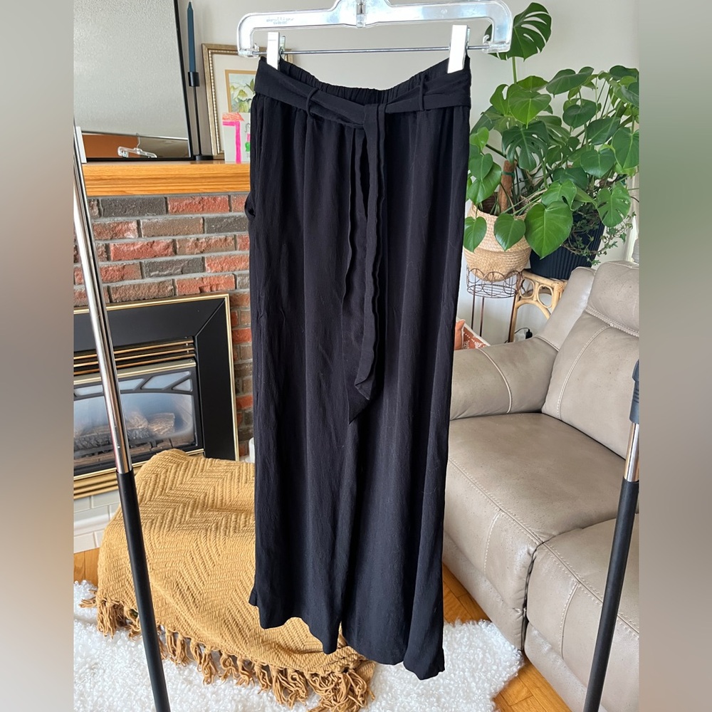 Wilfred Black Wide Leg Tie Waist Pants